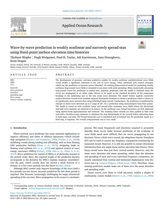 Wave-by-wave prediction in weakly nonlinear and narrowly spread seas using fixed-point surface-elevation time histories